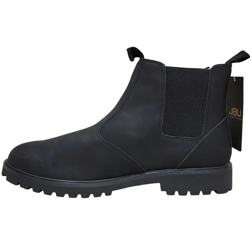 JBU Men Kai Water Resistant Chelsea Ankle Boots Size US 13M Black Faux Leather